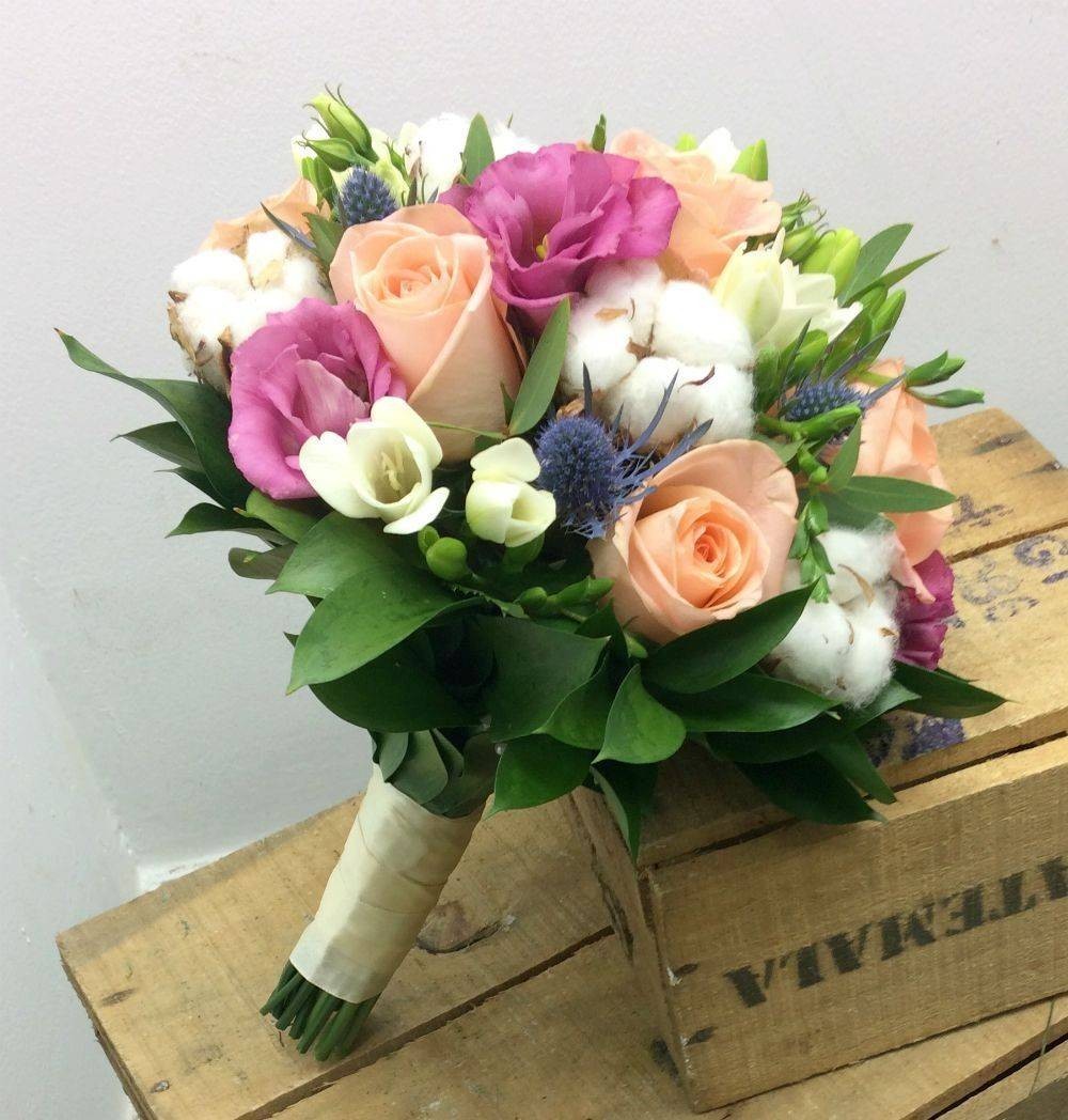 Lisianthus and eryngium wedding bouquet unbeatable price, delivery