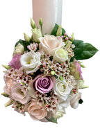 Lumanari nunta scurte trandafiri mov