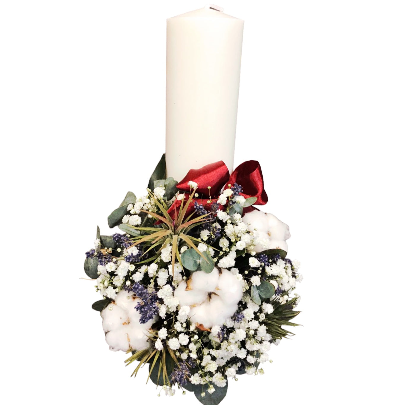 Lumanare botez scurta plante aeriene si lavanda