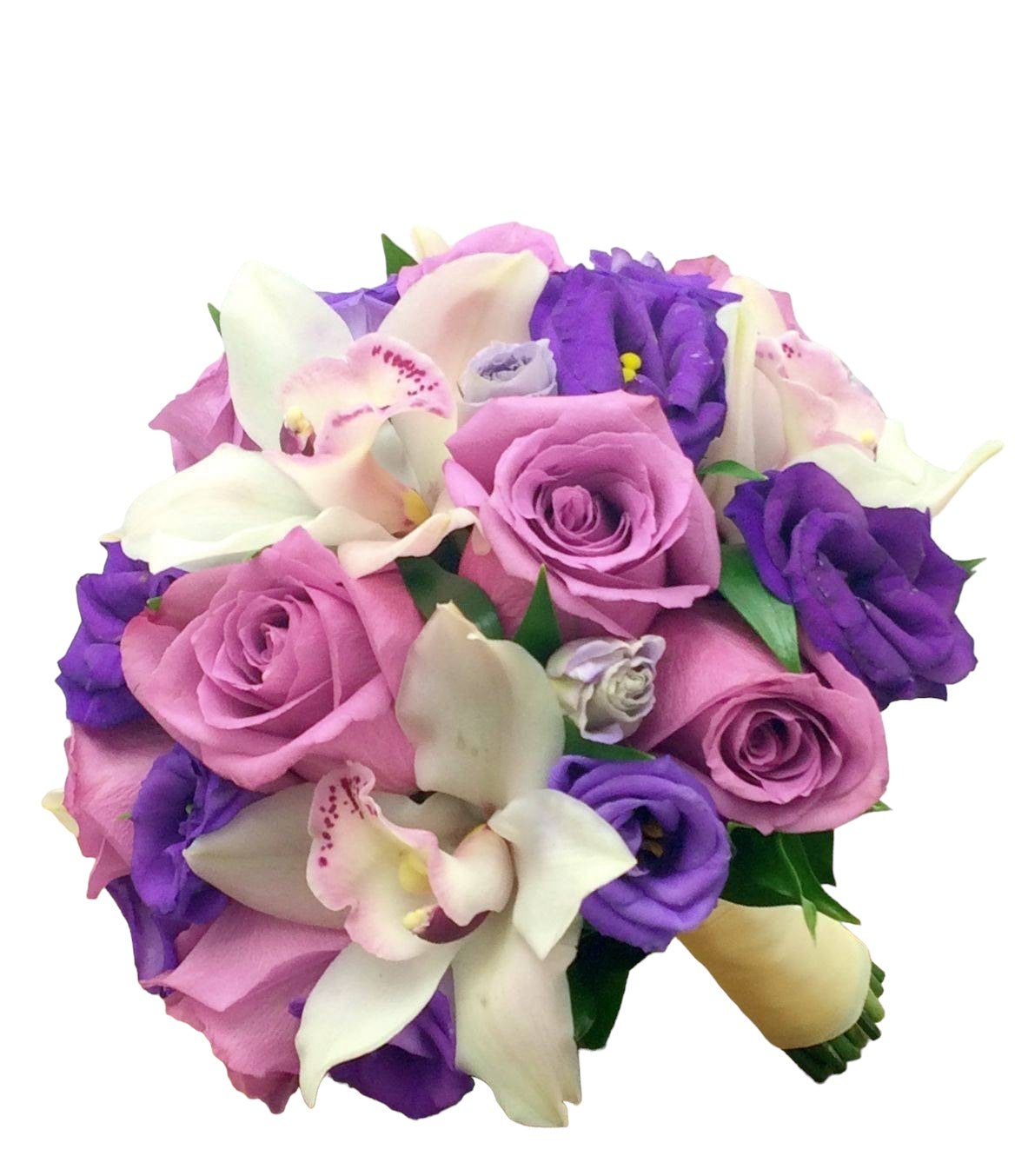 Buchet mireasa orhide cymbidium si lisianthus