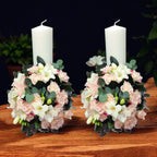 Lumanari nunta scurte minirose roz