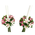 Lumanari nunta orhidee cymbidium alb si roz