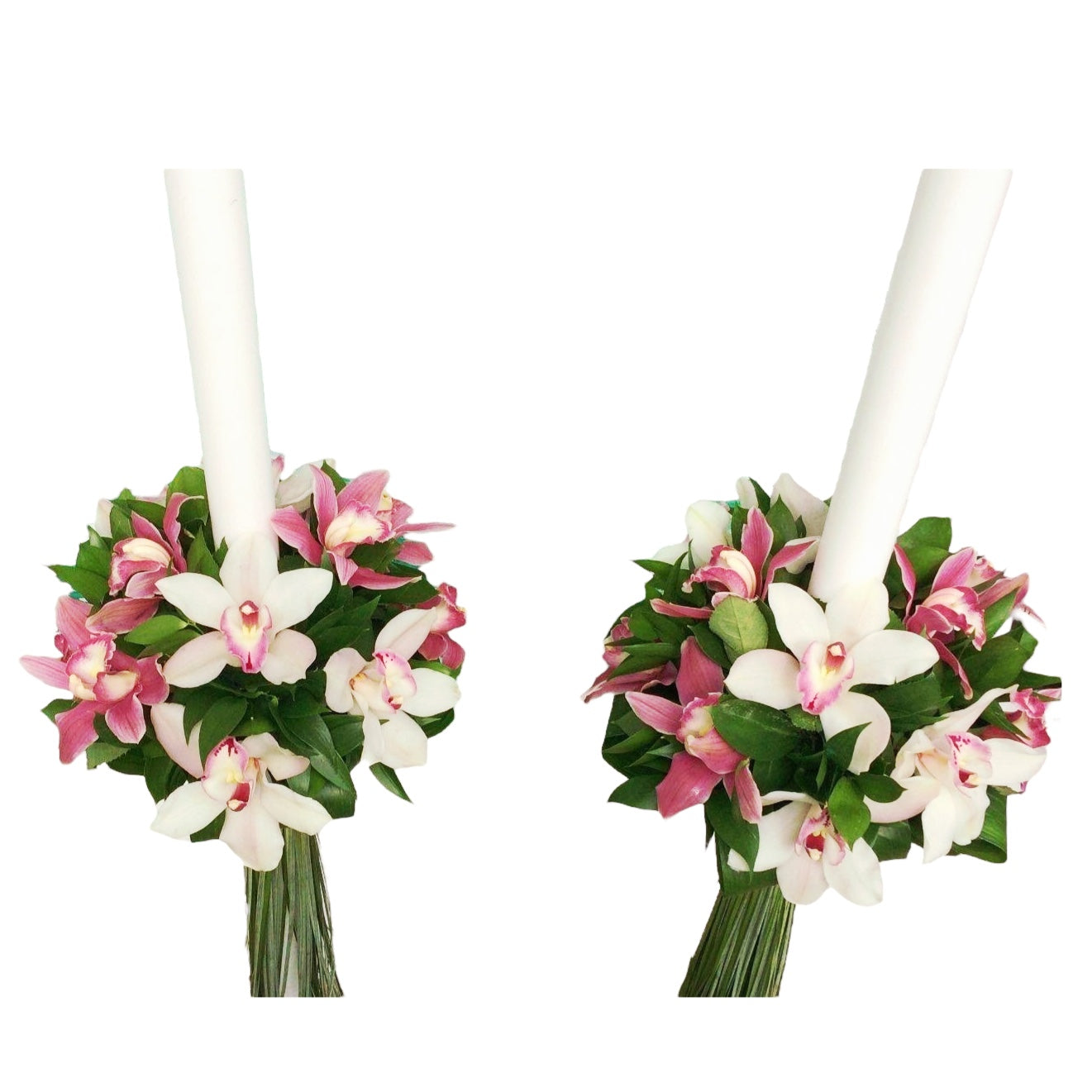 Lumanari nunta orhidee cymbidium alb si roz