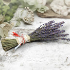 Bouquet of lavender flowers and martisor string