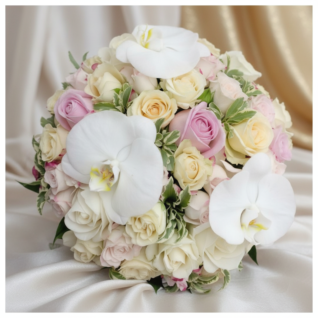 Wedding package - bouquets and wedding candles, cream mini roses