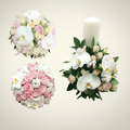 Wedding package - bouquets and wedding candles, cream mini roses