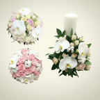 Wedding package - bouquets and wedding candles, cream mini roses