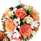 Lumanari de cununie cu trandafiri, minirose si frezii