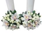 Lumanari cununie scurte minirose albe