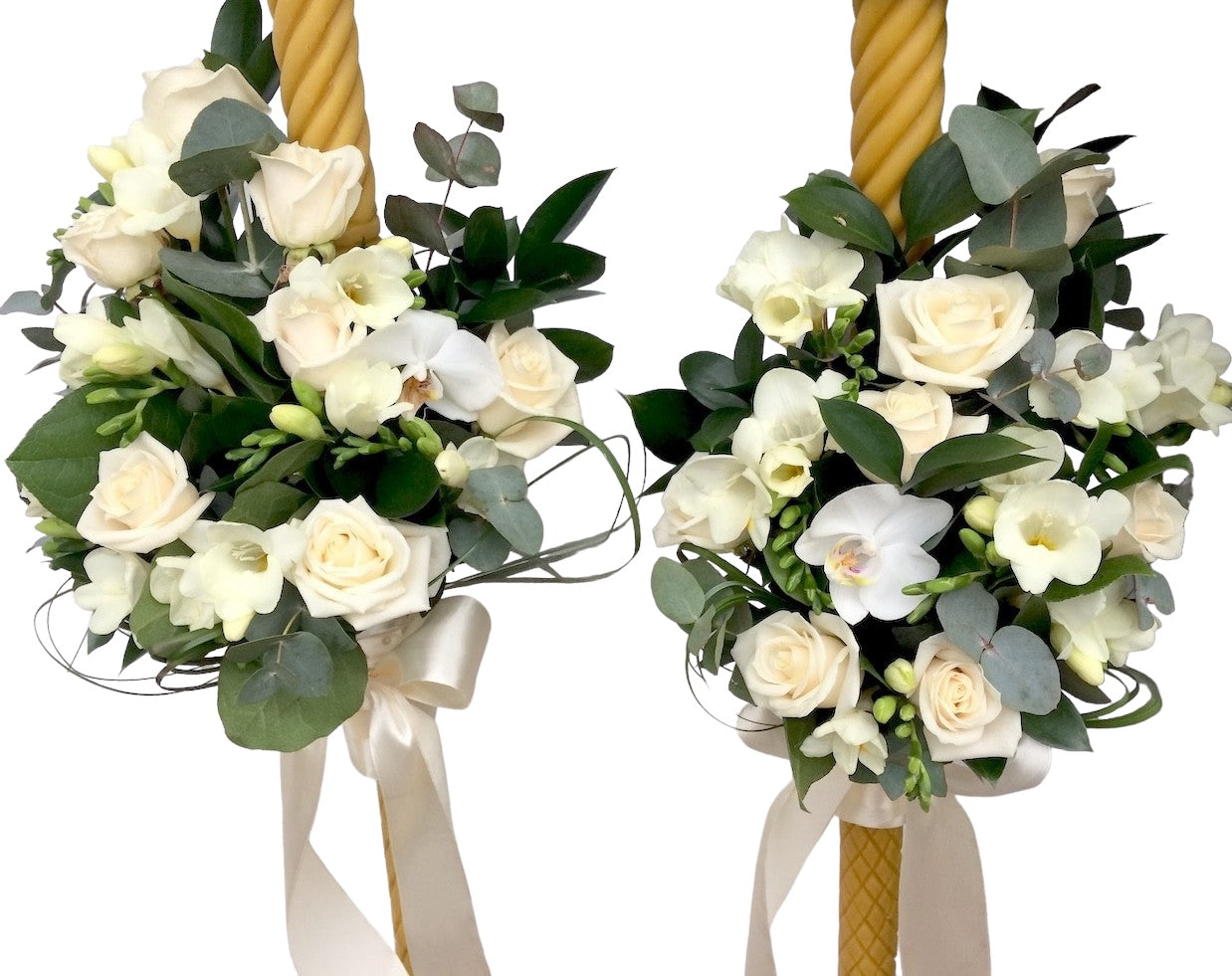 Lumanari cununie trandafiri crem