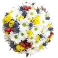 Cheerful wedding bouquet - daisies and hypericum