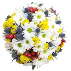 Cheerful wedding bouquet - daisies and hypericum