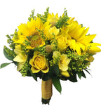 Buchet cununie helianthus si craspedia