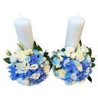 Lumanari nunta scurte hortensie si lisianthus