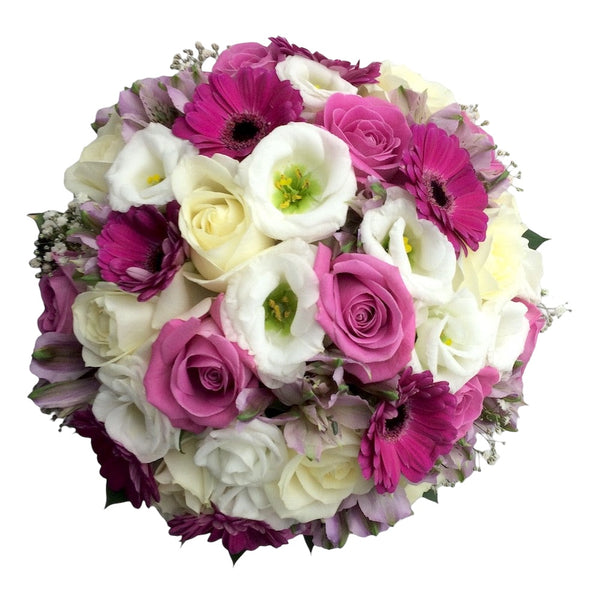 Ivory and pink roses wedding bouquet