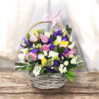 Colorful basket - mix of spring flowers