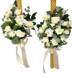 Lumanari cununie trandafiri crem