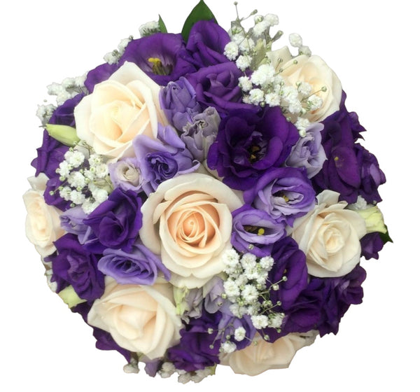 Buchet cununie pastel cu lisianthus mov