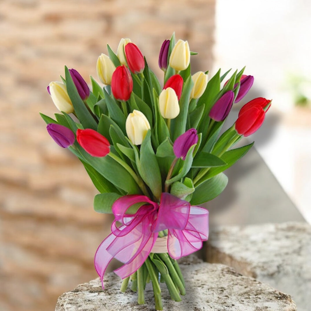 Buchet de primavara - mix de 19 lalele colorate