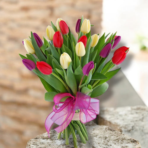 Buchet de primavara - mix de 19 lalele colorate