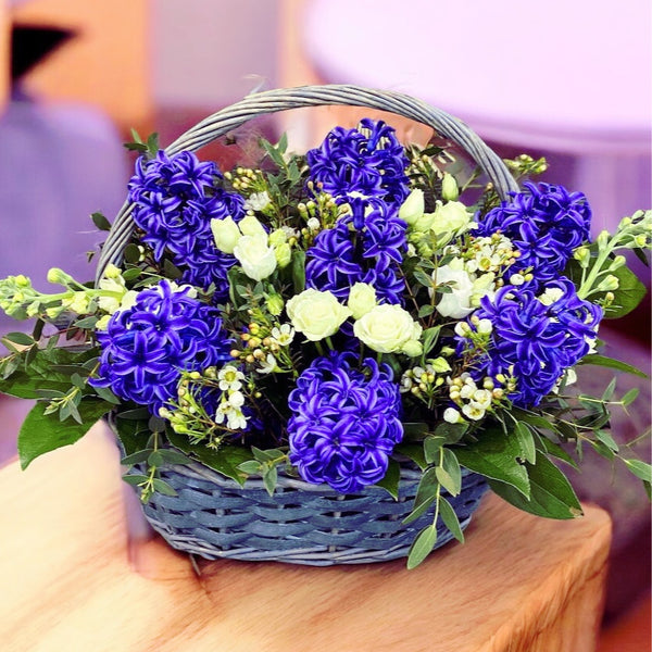 Basket with spring flowers