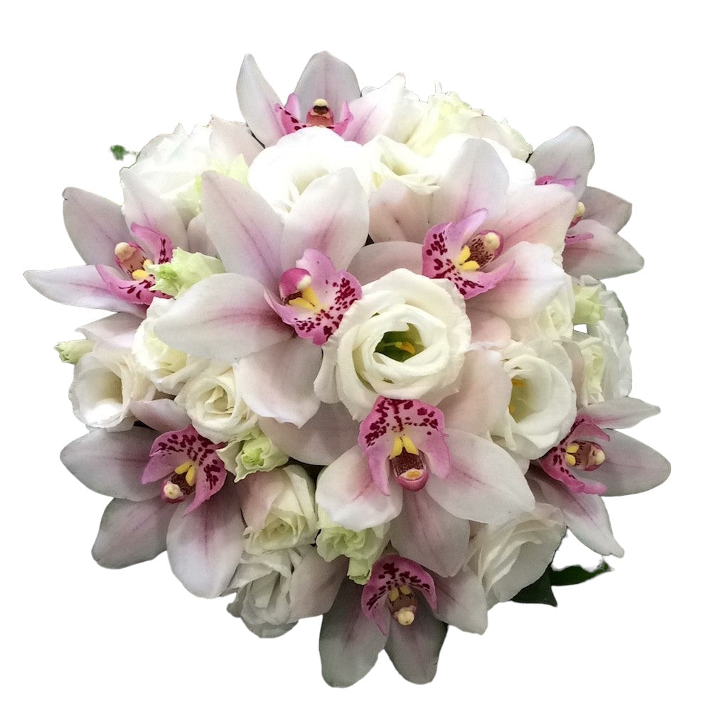 Buchet cununie orhidee cymbidium si lisianthus