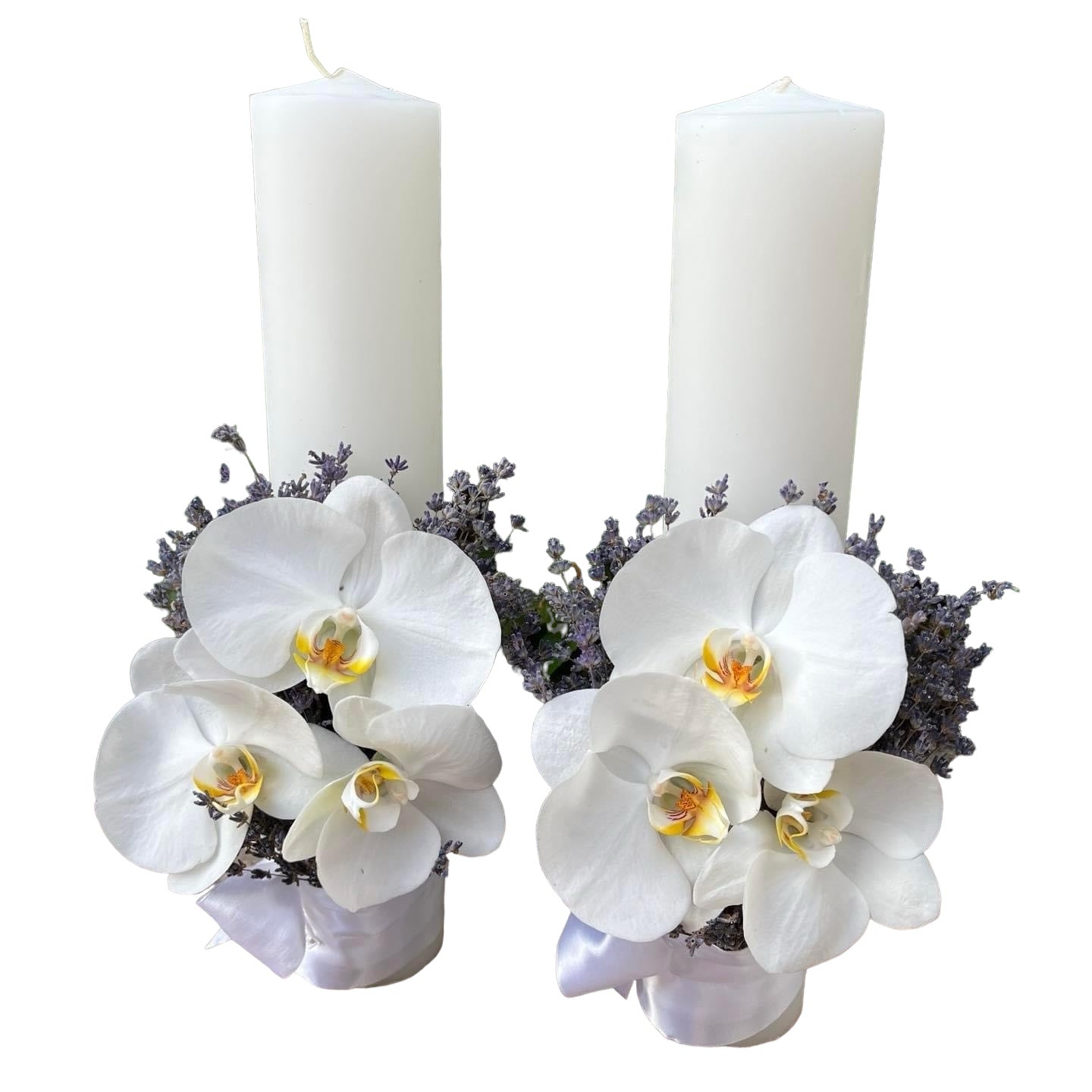 Lumanari cununie orhidee si lavanda - eleganta si simplitate