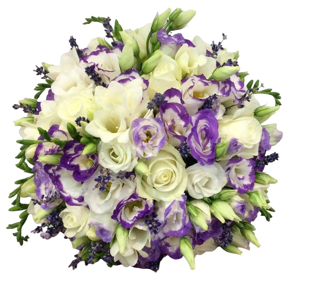 Buchet mireasa lisianthus si lavanda