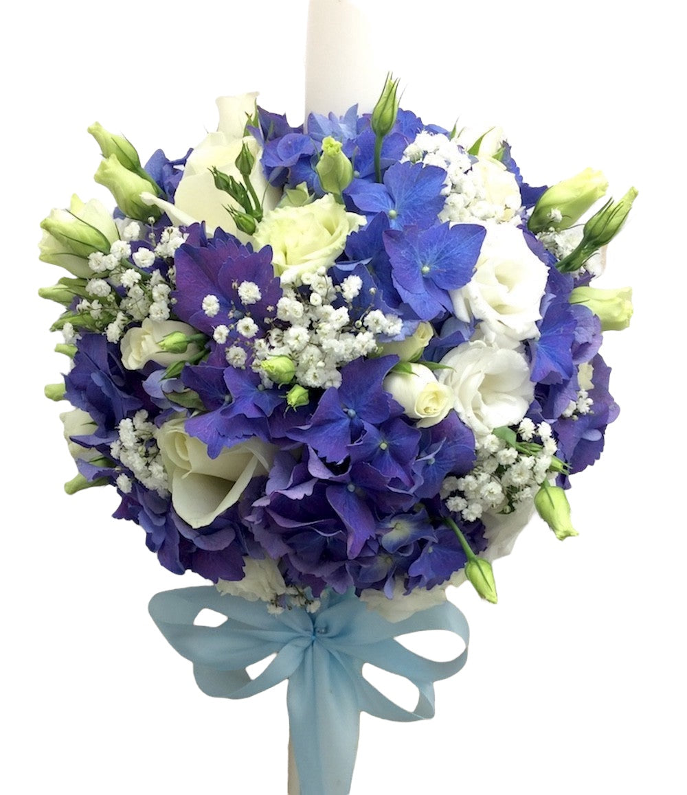 Lumanari nunta lisianthus alb si hortensii