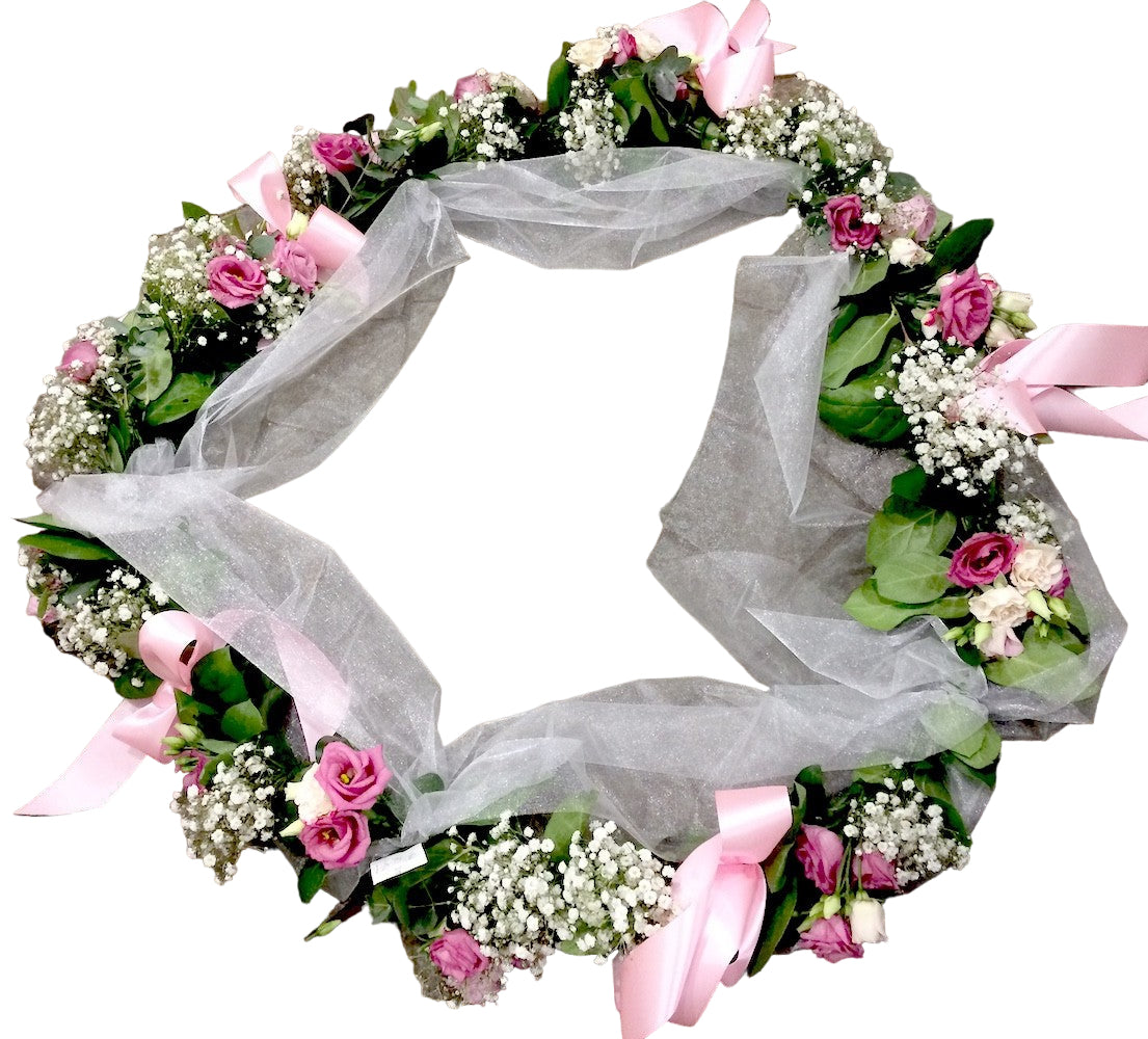 Aranjament de cristelnita fetite lisianthus roz