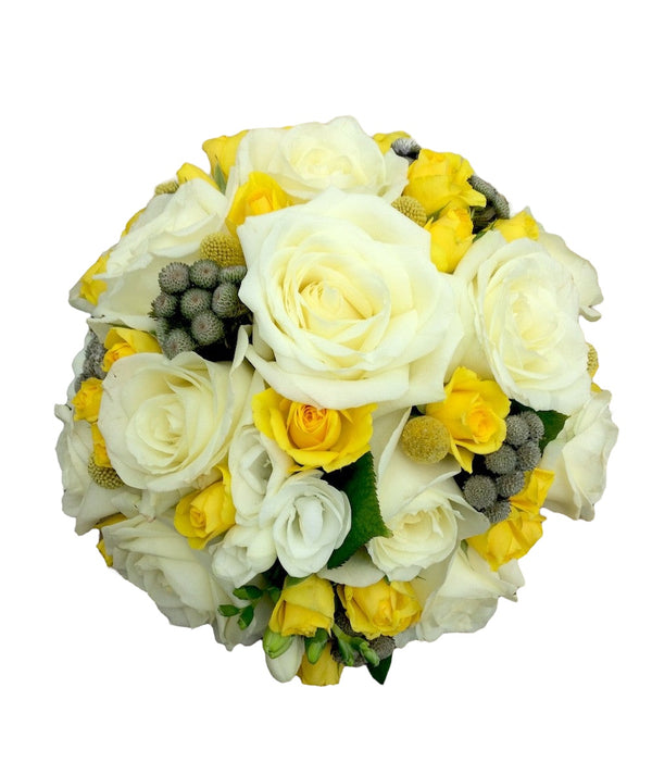 White and yellow bridal bouquet