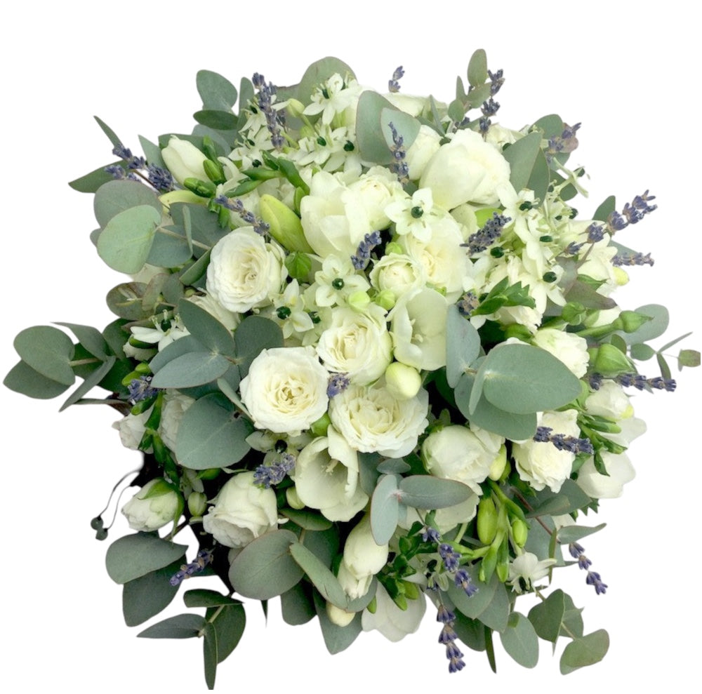 Buchet mireasa ornithogalum si lavanda