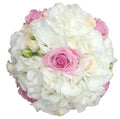 Buchet mireasa hortensie alba si minirose crem