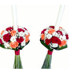 Wedding candles with roses and cotton