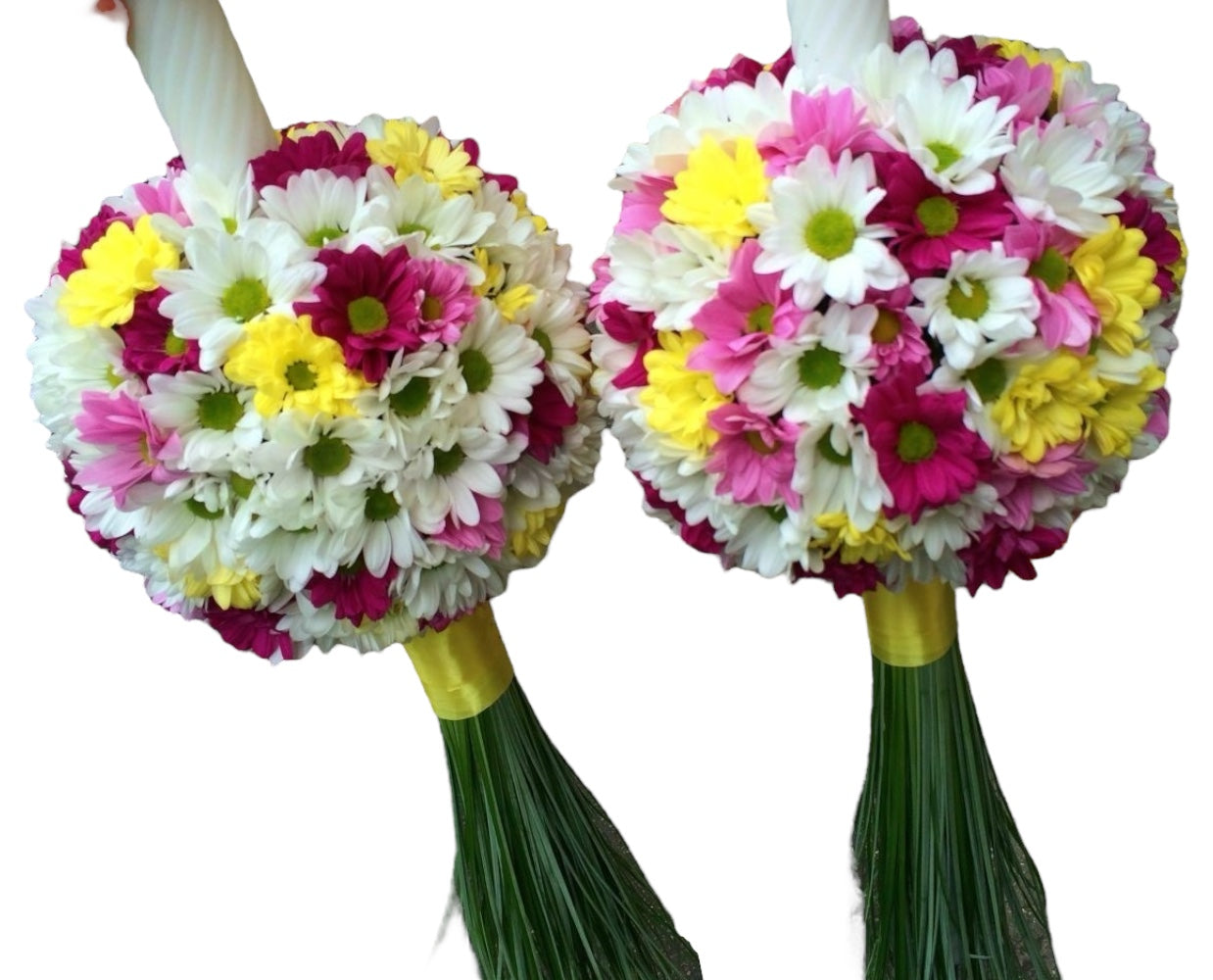 Lumanari cununie mix de margarete colorate