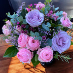 Box with lilac roses