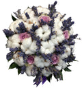 Cotton and lavender wedding bouquet