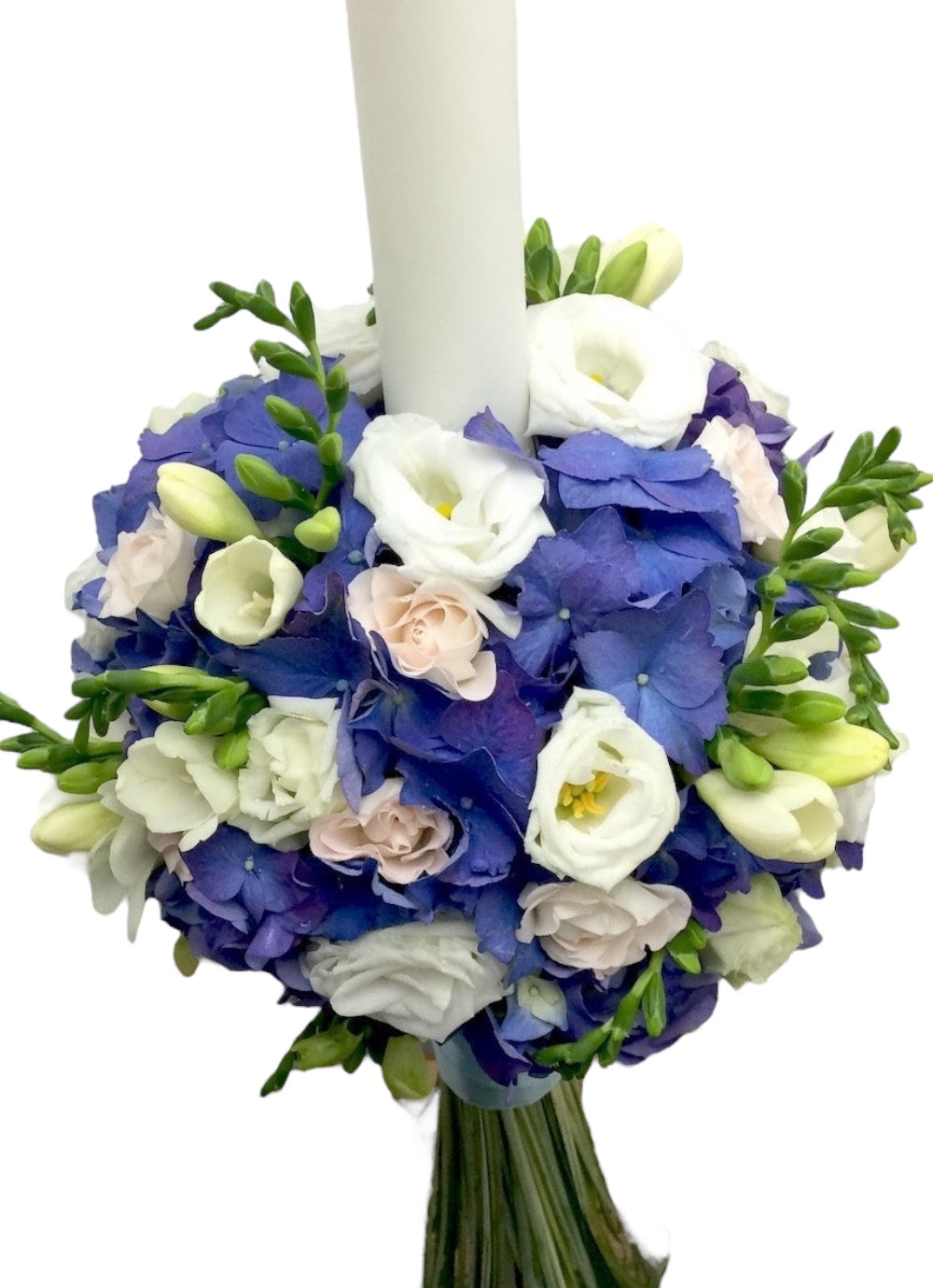 Lumanari nunta hortensie si lisianthus