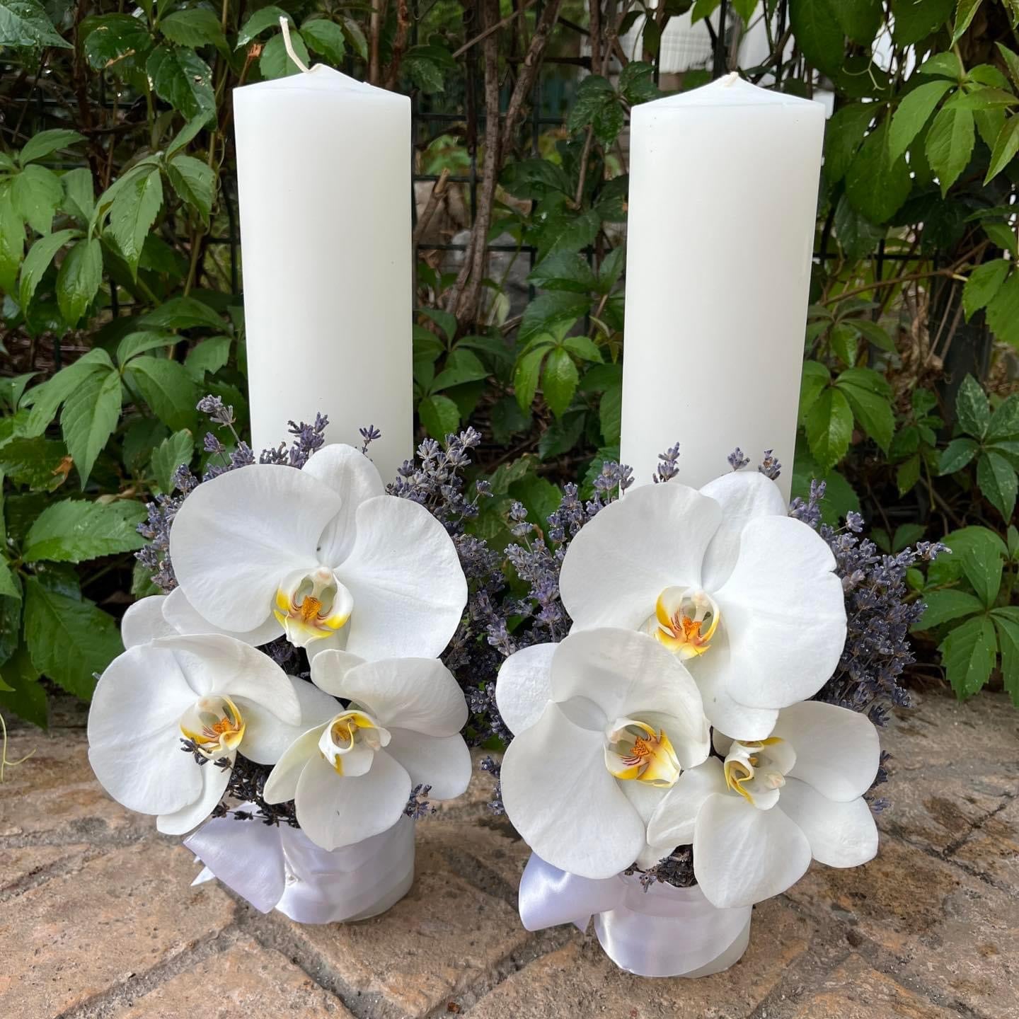 Lumanari cununie orhidee si lavanda - eleganta si simplitate