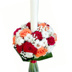 Wedding candles with roses and cotton