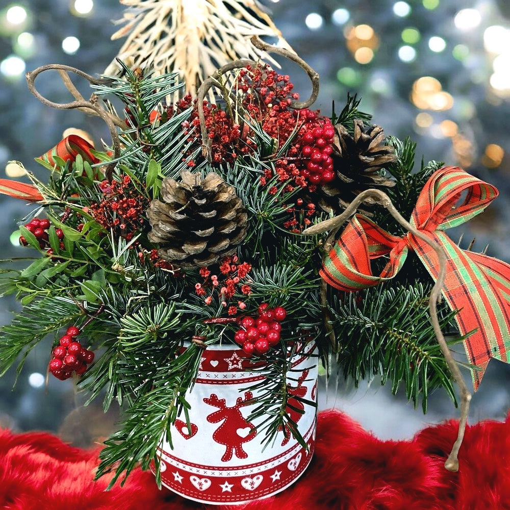 Aranjament Craciun cu brad natural