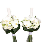 Ornithogalum and orchid wedding candles
