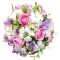 Cotton bridal bouquet and lilac freesias