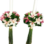 Lumanari nunta orhidee cymbidium alb si roz