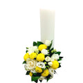 Lumanare botez scurta lisianthus si frezii albe