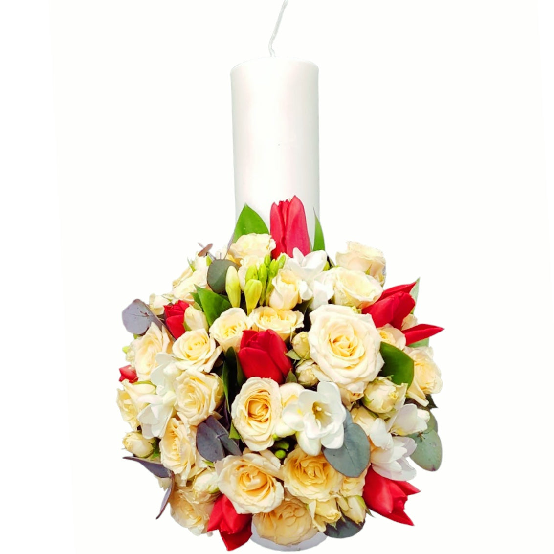 Lumanare botez fete minirose si lalele