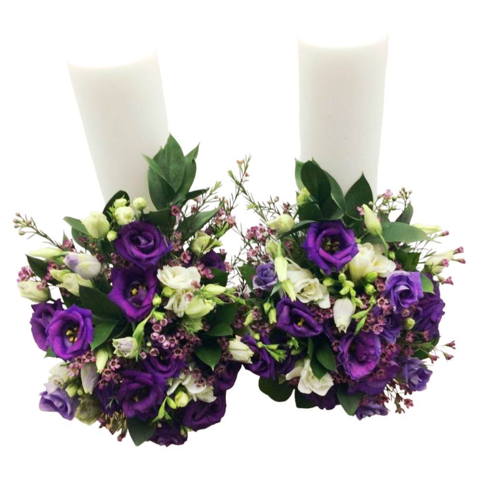 Lumanari cununie scurte lisianthus si frezii