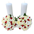 Lumanari cununie scurte minirose rosii