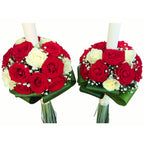 Lumanari cununie trandafiri albi si rosii