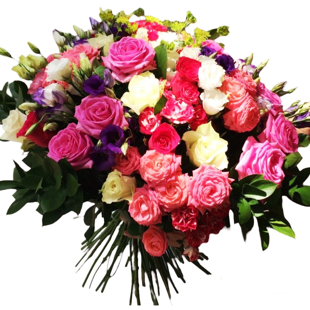 Buchet de oferit - mix de trandafiri, minirose si lisianthus